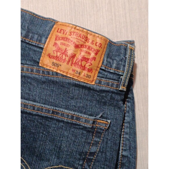 Levi's 505 Men's Regular Fit W34 L30 Straight Leg Dark Wash - Picture 1 of 6